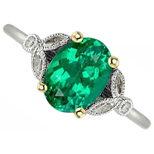 Natural Fine Emerald Precious Stone Ring – front view