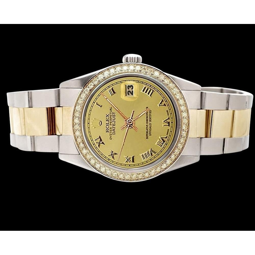 Champagne Roman Dial Watch Ss & Gold Rolex