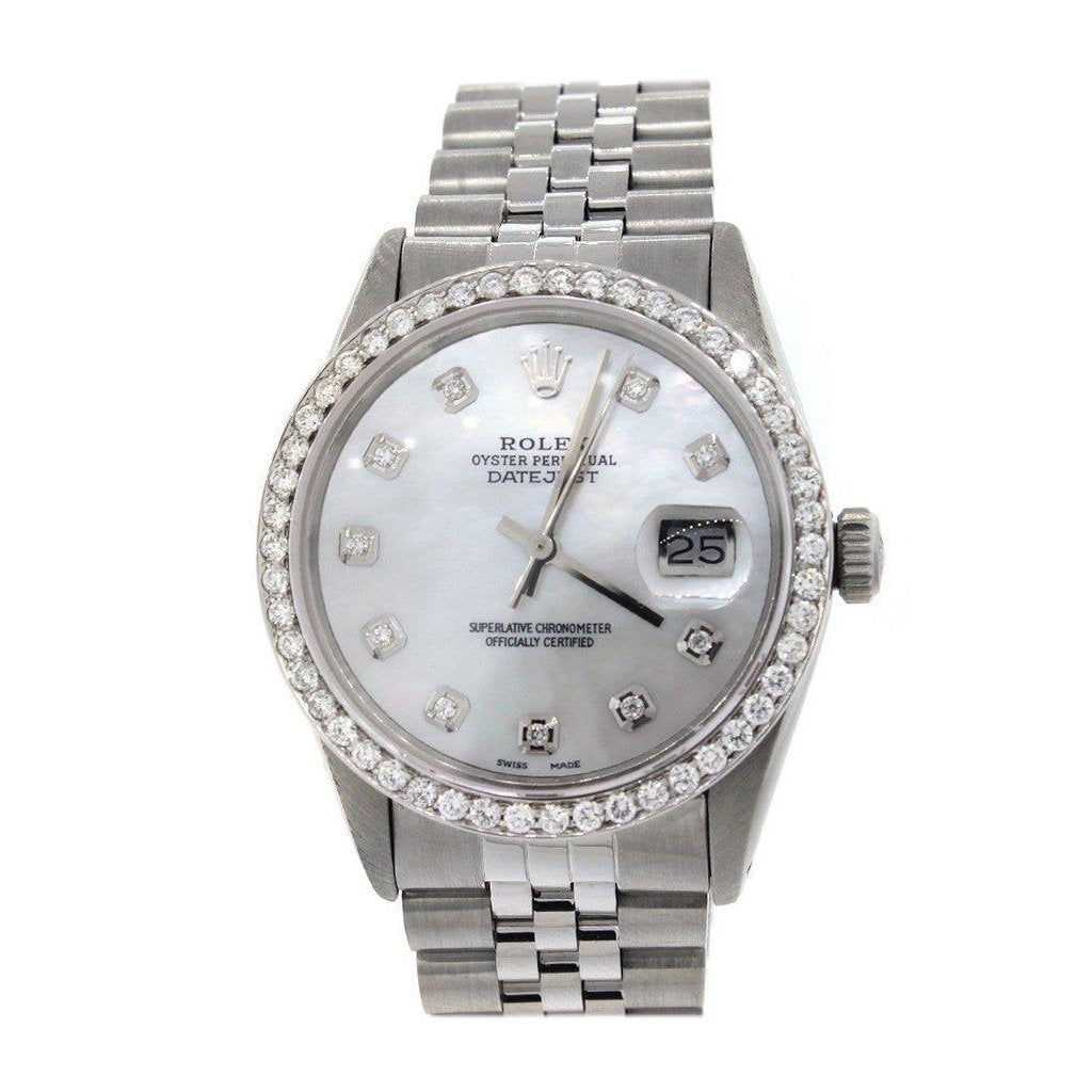 Datejust Rolex Mens Watch Diamond Bezel Stainless Steel QUICK SET