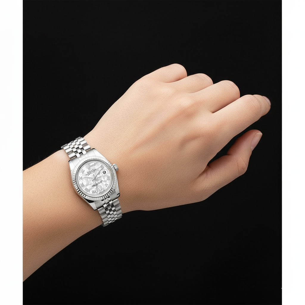 Datejust 31 mm Ladies Rolex Mother Of Pearl Natural Earth Mined Diamond Steel White Gold Watch