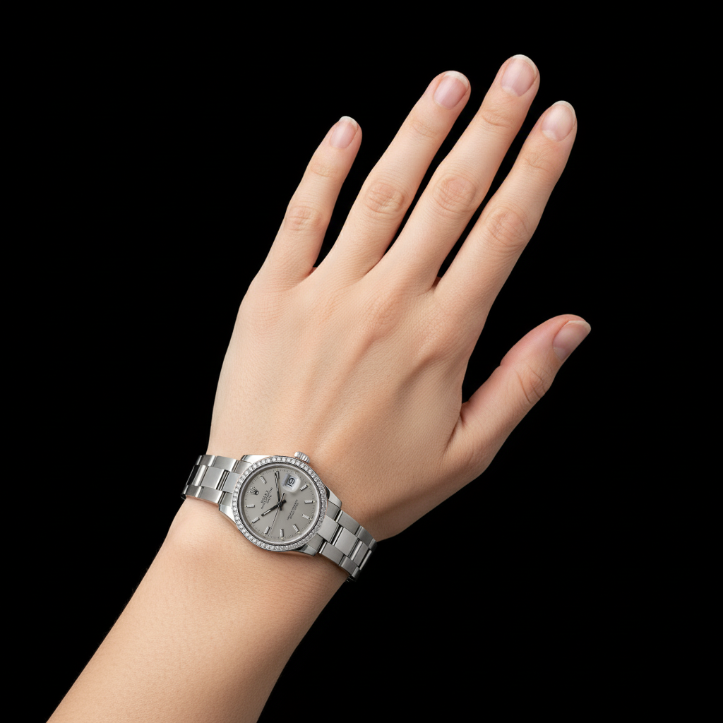 Datejust Midsize Rolex Watch Natural Earth Mined Diamond Bezel Stick Dial Ss P4