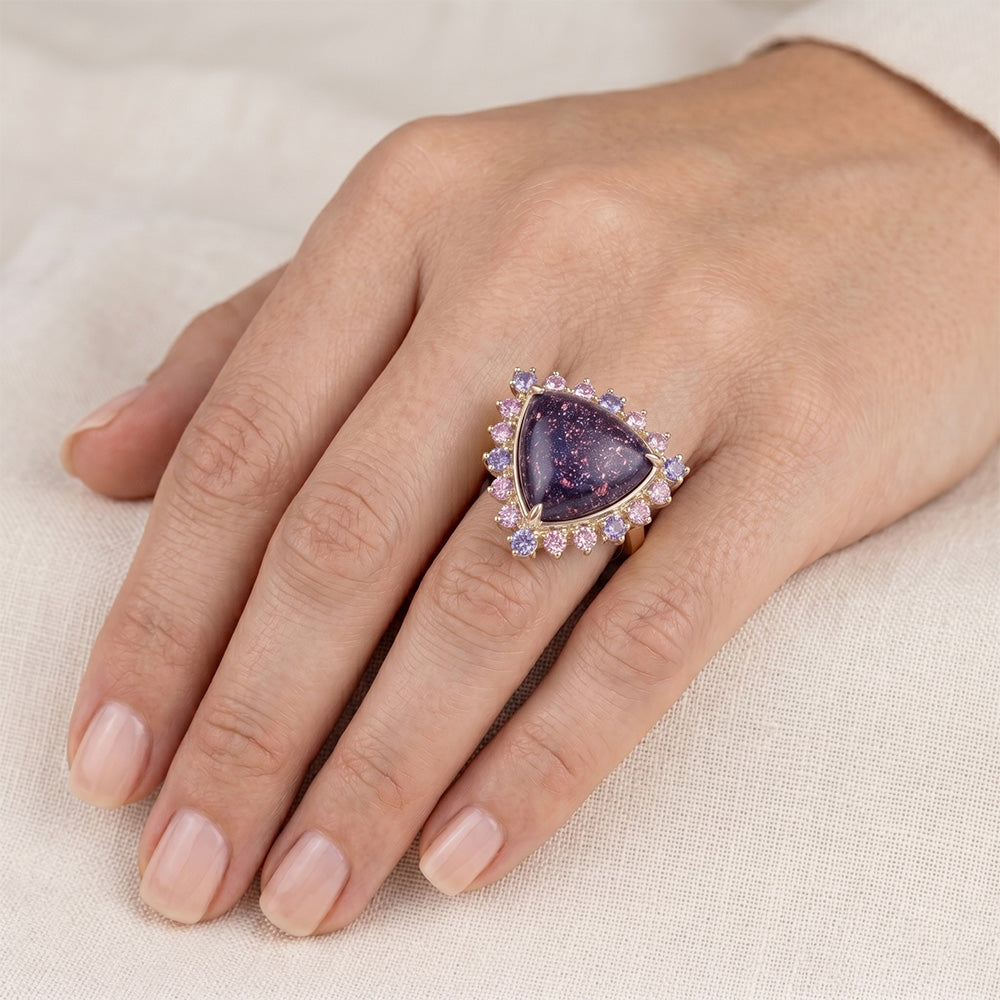Designer 7-ct Lolite Sunstone Precious Stone Ring