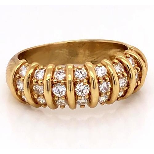 Diamond Band 2 Carats Vintage Style Natural Diamond Yellow Gold Women