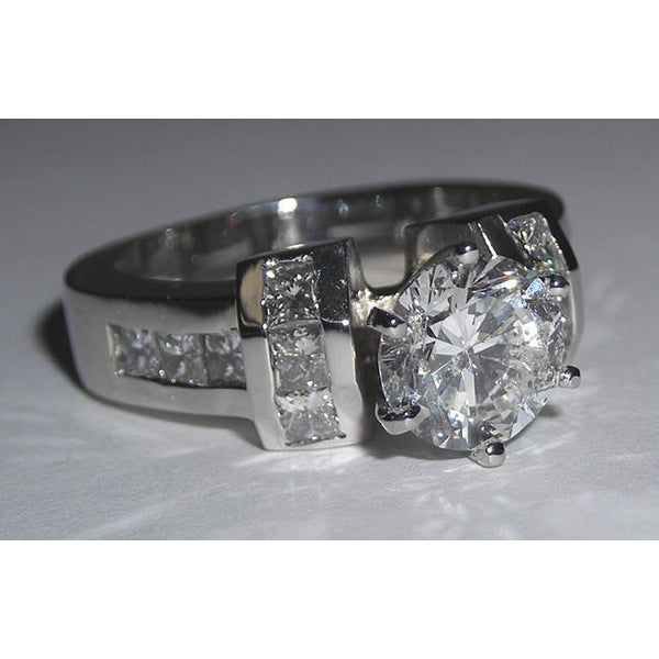 Diamond Engagement Ring 2.71 RealCarats Princess and Round White Gold 14K