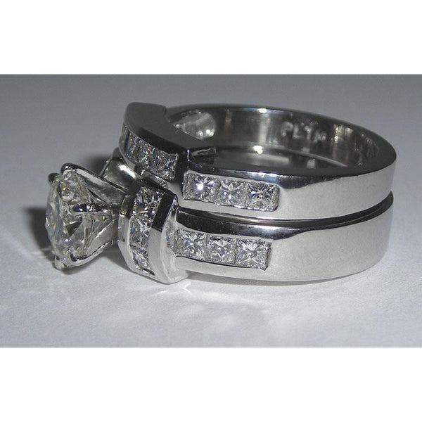 Diamond Engagement Ring 2.71 RealCarats Princess and Round White Gold 14K