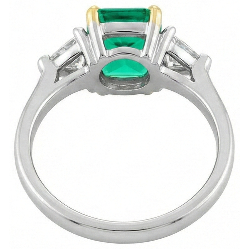 Authentic Fine Emerald Gemstone Ring – profile view
