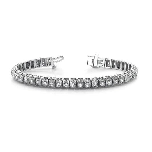 Diamond Tennis Bracelet 4.40 Carats Real Diamonds White Gold 14K