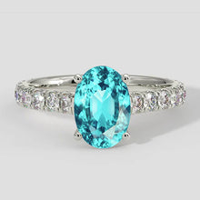 Diamond Band Oval Paraiba Ring