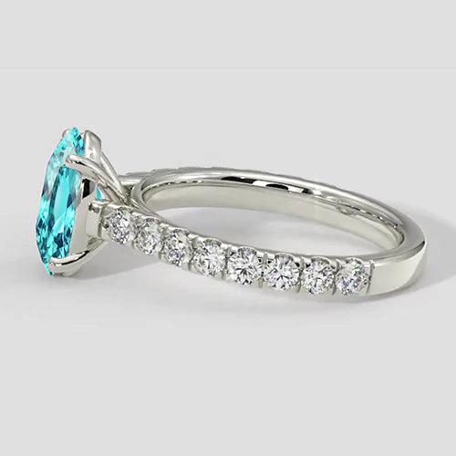 Diamond Band Oval Paraiba Ring