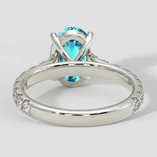 Diamond Band Oval Paraiba Ring