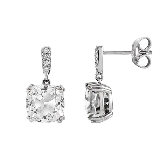 Genuine Brilliant Diamond Drop Earrings 3 ct 14K White Gold – main view