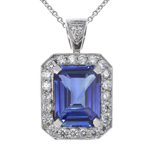 Emerald Cut Royal Blue Sapphire ring in 14K White Gold – main view
