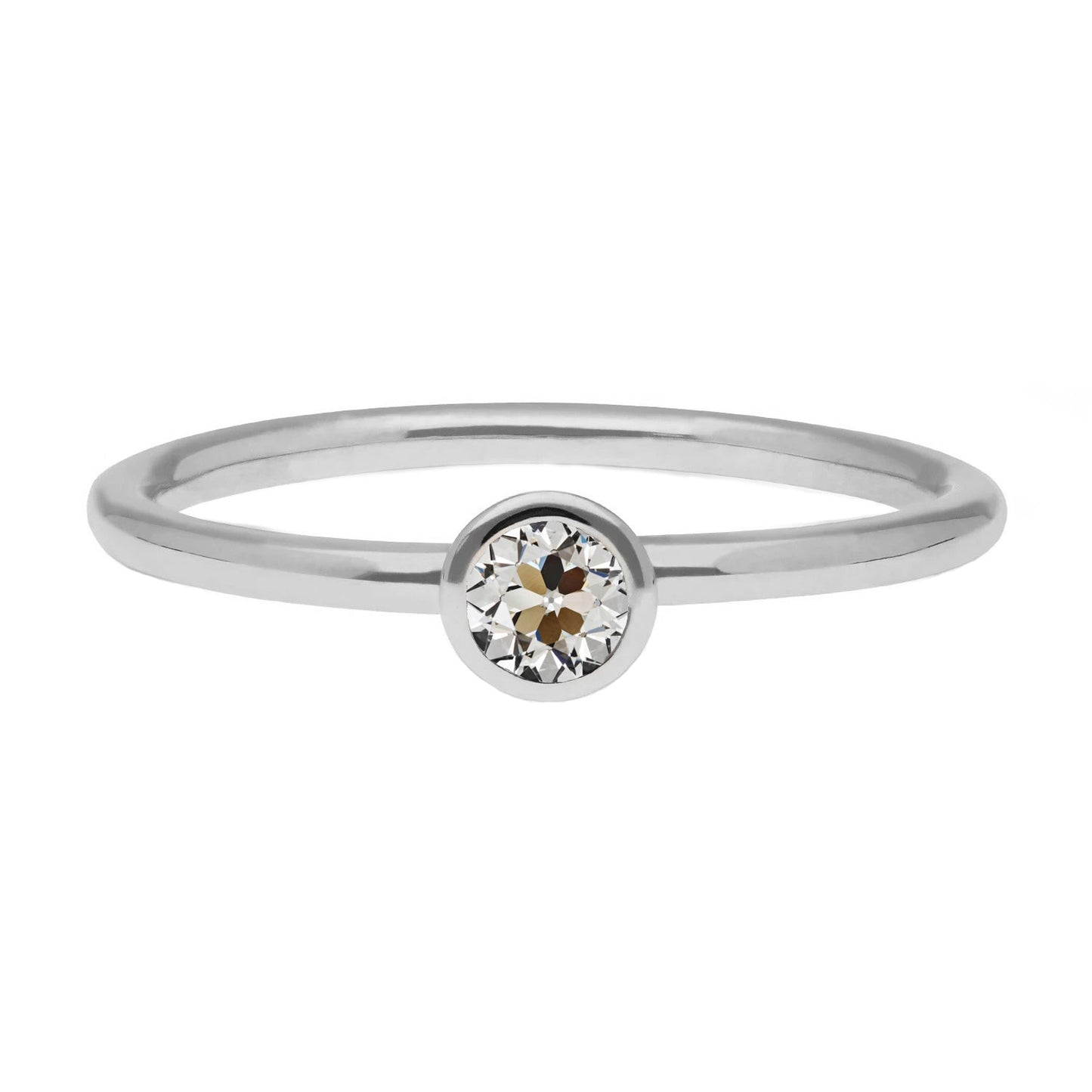 Brilliant Diamond Antique Cushion Single Stone Ring in 14K White Gold – main view
