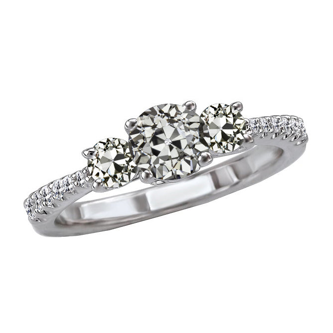 Solitaire with Side Stones 14K White Gold with Brilliant Diamond – main view