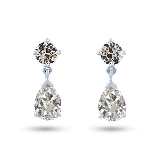 Stud Earrings 14K White Gold with Fine Diamond – main view