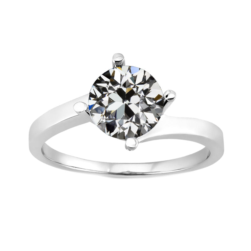 Old Mine Cut Fine Diamond ring in 14K White Gold – main view