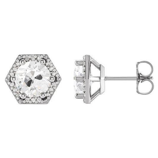 Drop Earrings 14 Karat White Gold with Brilliant Diamond – front view