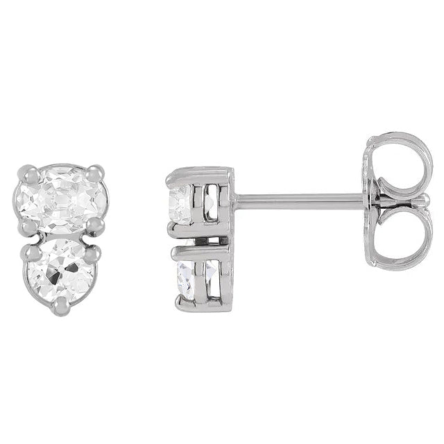 Diamond Drop Earrings 7-ct 14 Karat White Gold – front view