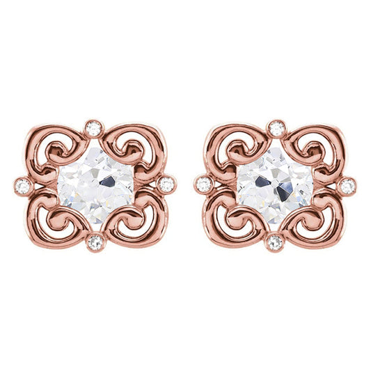 Stud Earrings 14 Karat Rose Gold with Brilliant Diamond – main view