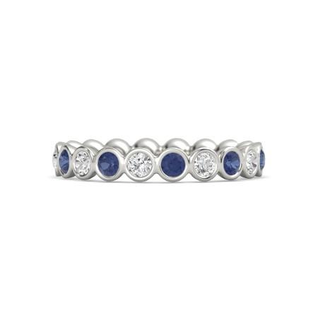 Diamond Eternity Band 2 Carat Bezel Set Round Blue Sapphire Ladies