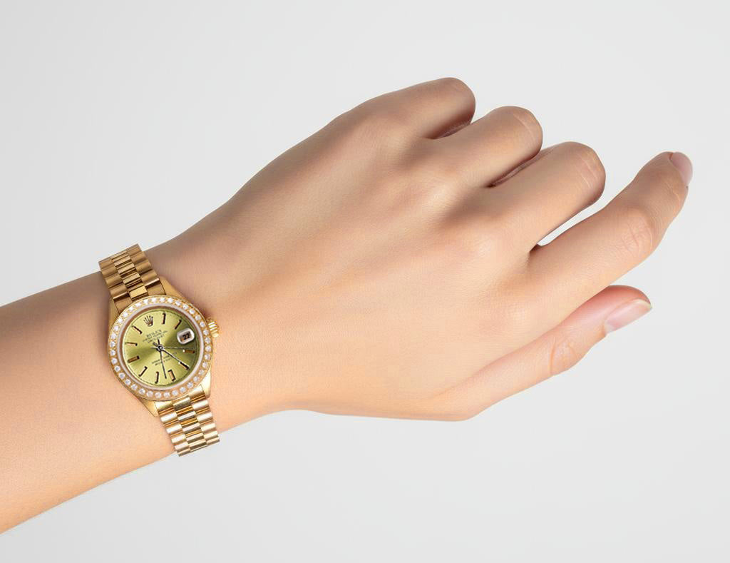 Dj Rolex Presidential Style Natural Earth Mined Diamond Dial Champagne Stick Dial G P2