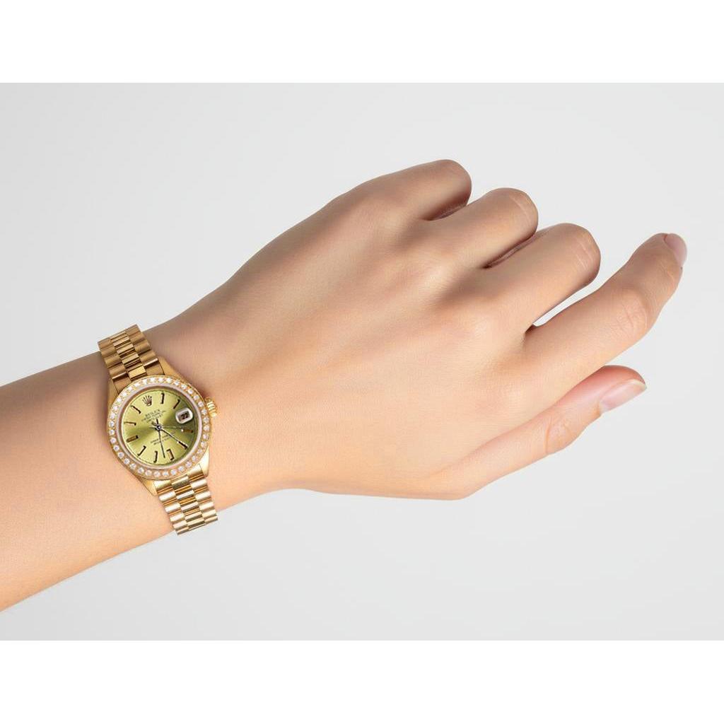 Dj Rolex Presidential Style Natural Earth Mined Diamond Dial Champagne Stick Dial G P2