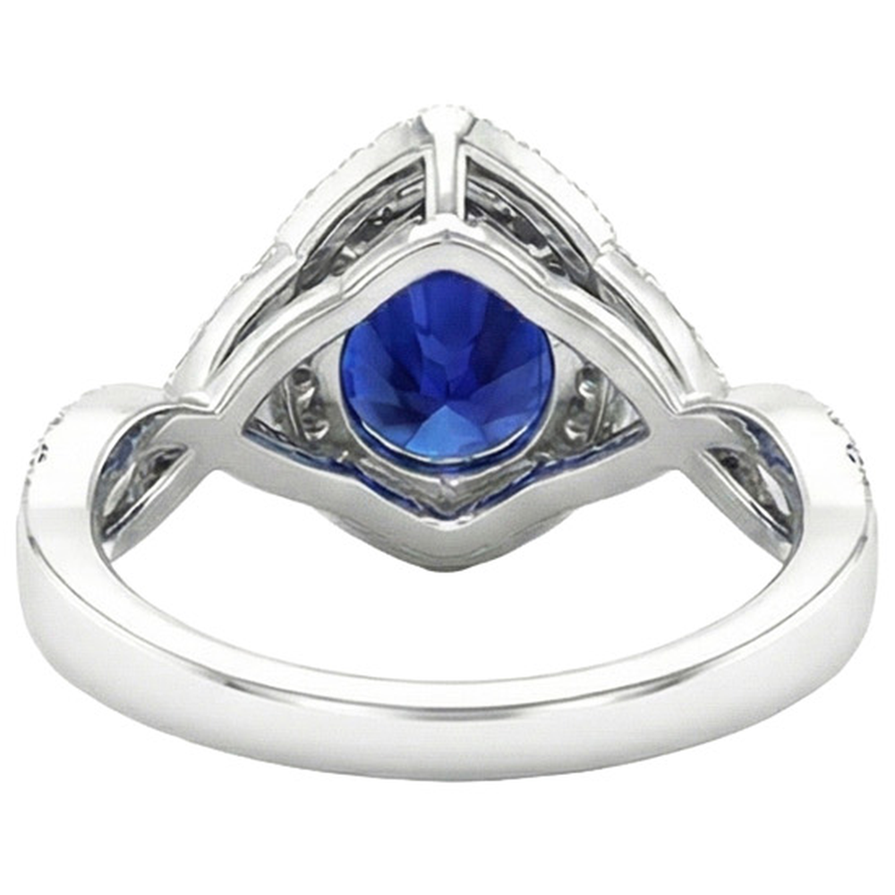 Double Halo Engagement Ring Ceylon Sapphire & Natural Earth Mined DIAMOND ( NOT LAB GROWN )s 6.50 Carats