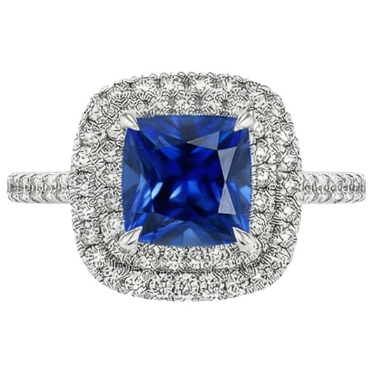 natural round sapphire 3.25ct ring close up detail