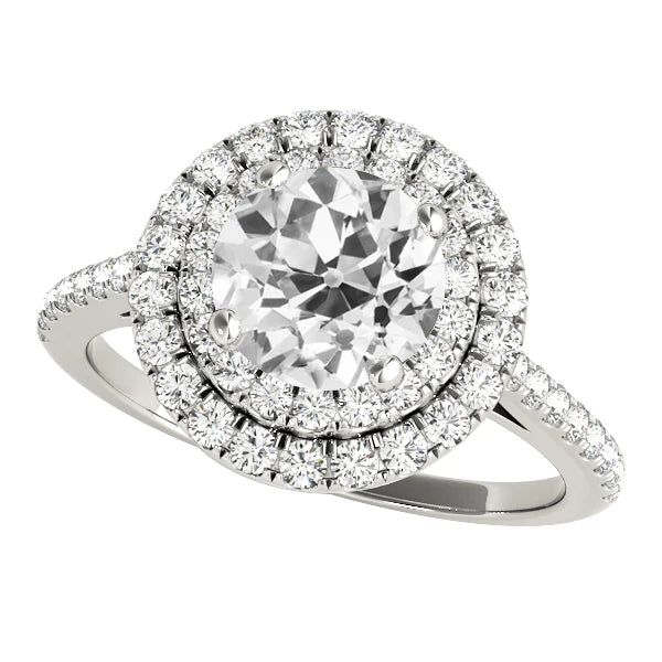 Double Halo Ring Real Old Miner Diamond With Accents Pave Set 5.50 Carats