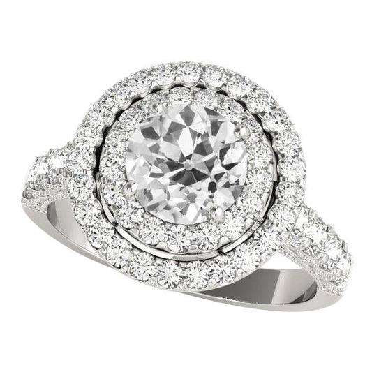natural round diamond 6ct ring front view