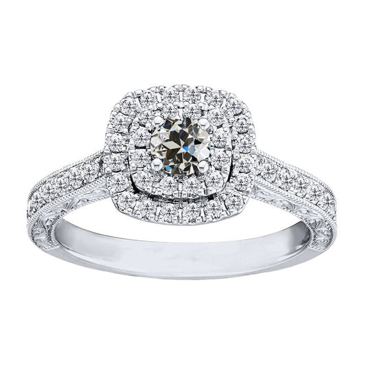 Halo Engagement Ring 14 Karat White Gold with Fine Diamond – main view