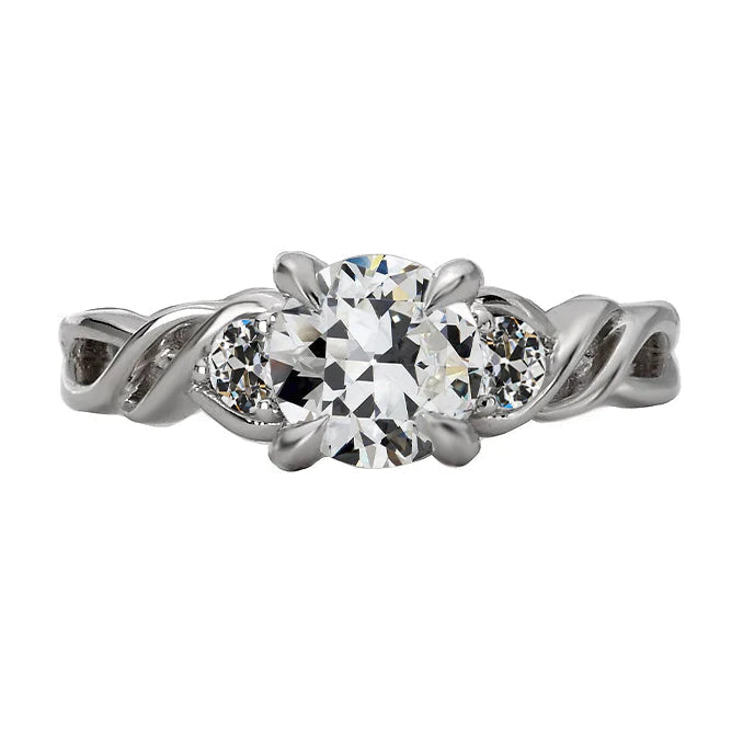 Eagle Claw Prongs 3 Stone Ring Old Miner Genuine Natural Earth Mined Diamond Twisted Shank 4 Ct