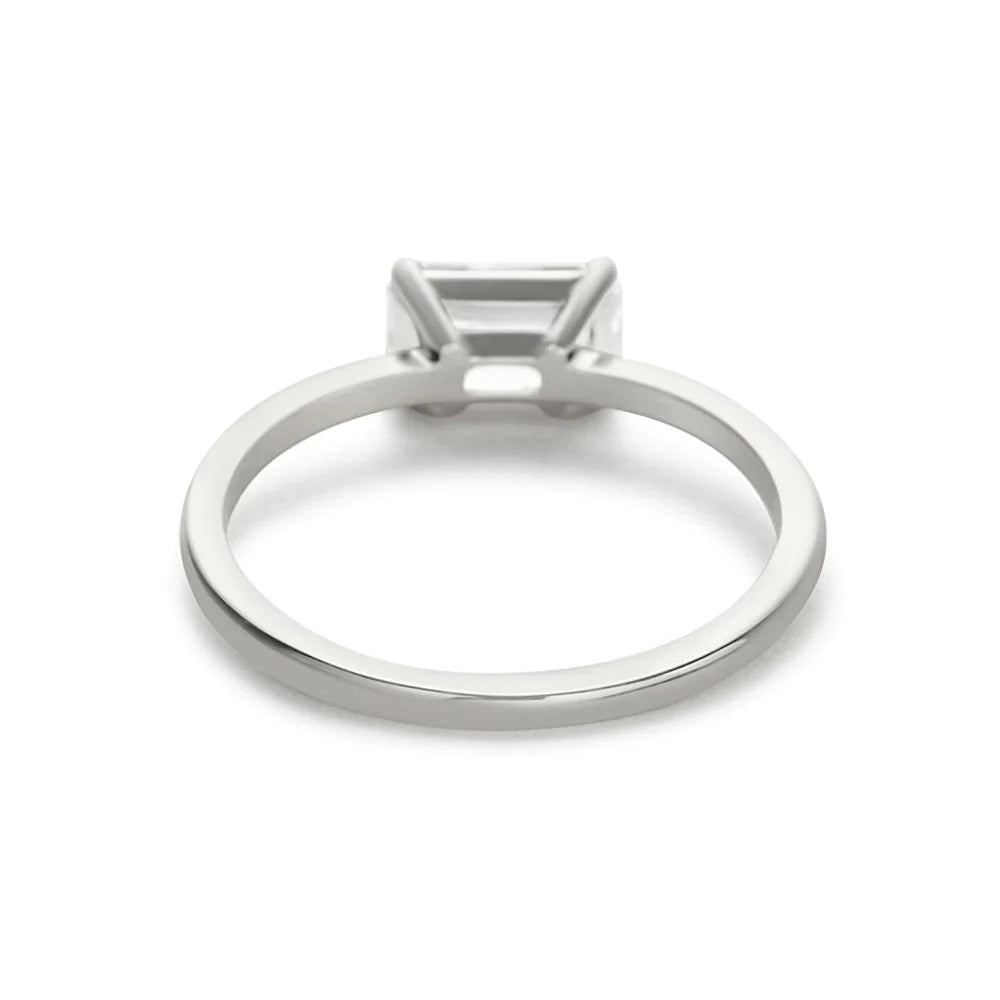 Claw Prongs Emerald Cut Solitaire Natural Diamond Classic Ring