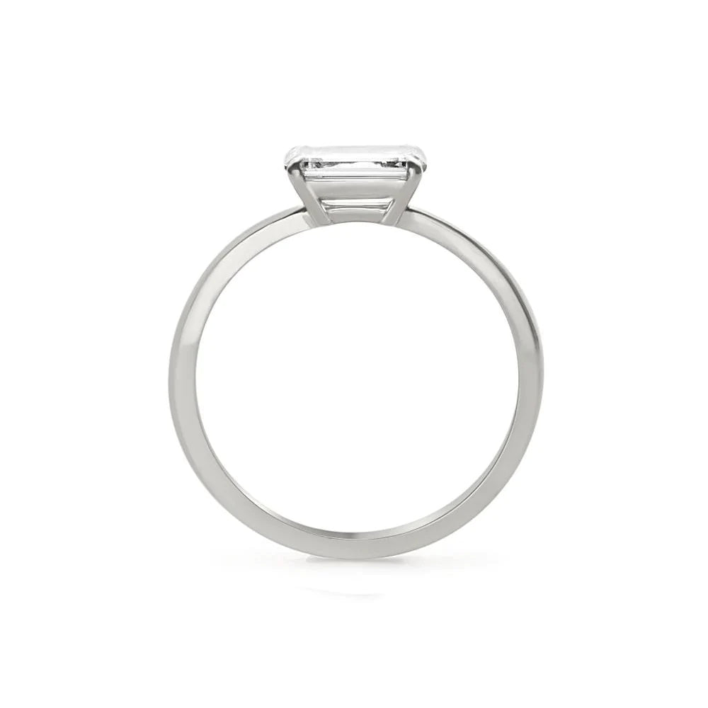 Prongs Emerald Cut Solitaire Natural Diamond Classic Ring