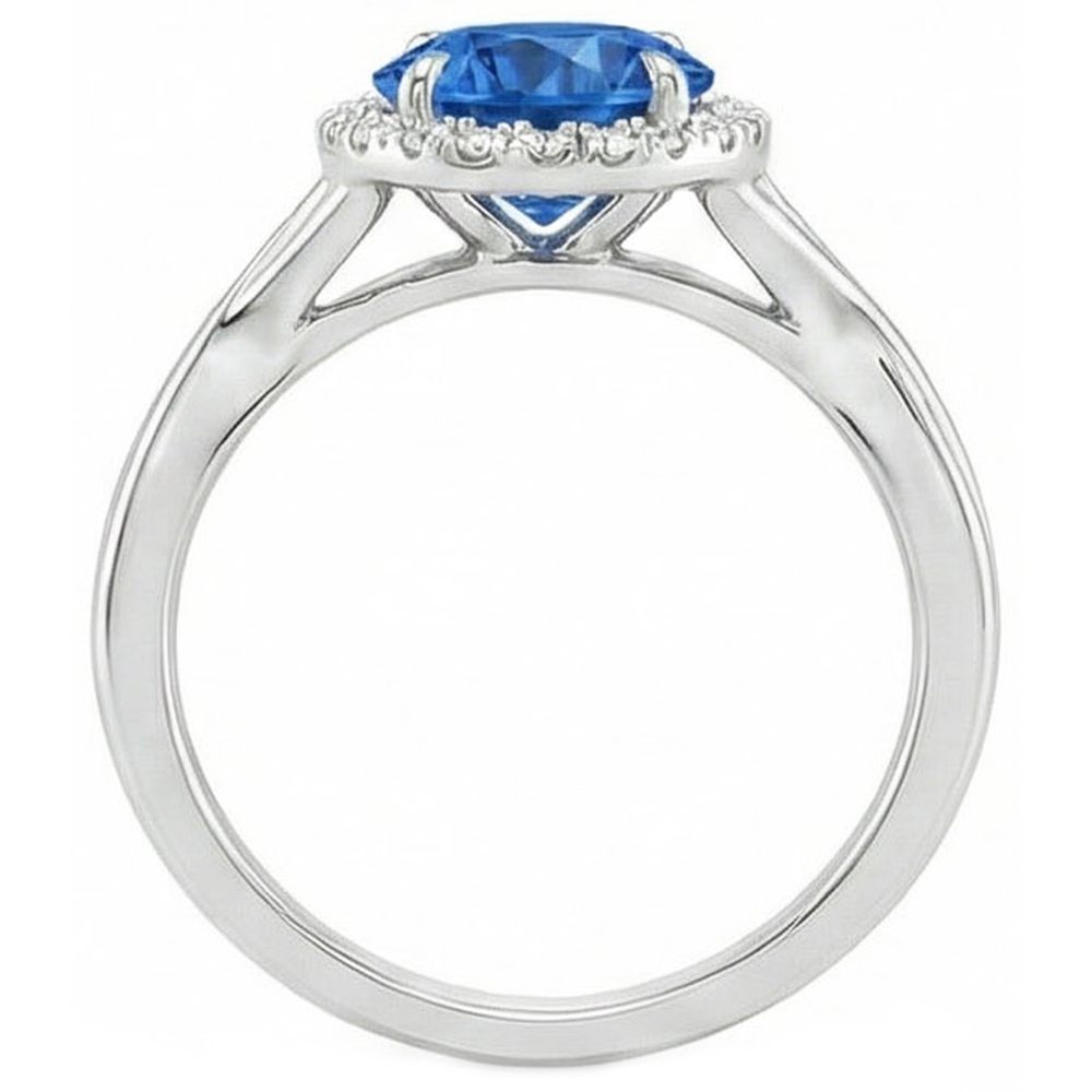 Eagle Claws Blue Sapphire And Natural Earth Mined Diamond Ring 2.40 Carats White Gold 14K