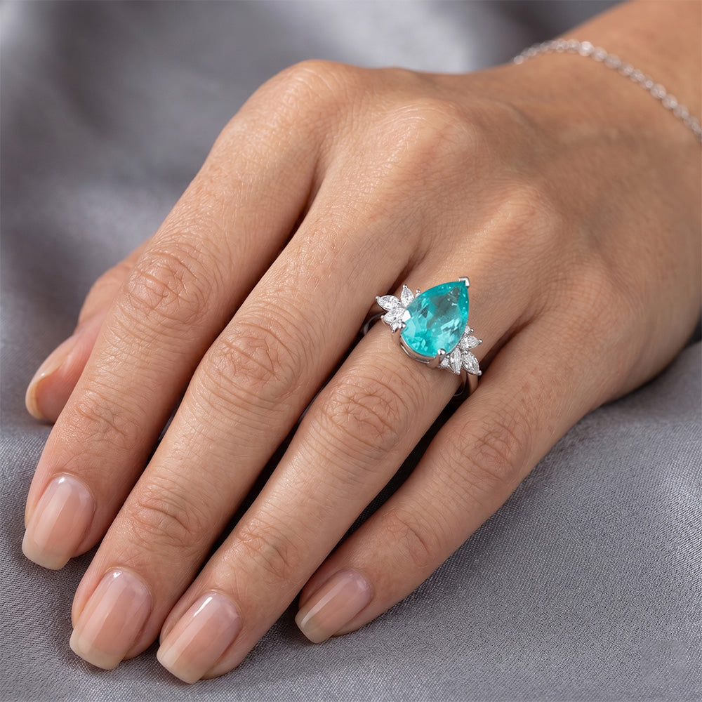 Earth-Mined Pear Cut Paraiba Tourmaline Precious Stone Ring – 3