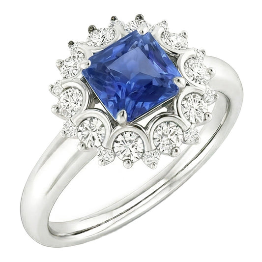 Edwardian Sapphire And Natural Earth Mined Diamond Ring For Women