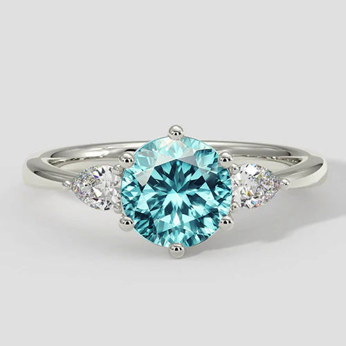 Electric Bluish Paraiba Tourmaline & Diamond Ring