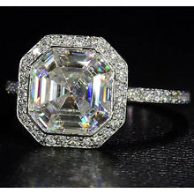 Elegant 5 Carat Halo Asscher Natural Diamond Ring