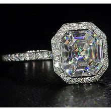 Elegant 5 Carat Halo Asscher Natural Diamond Ring