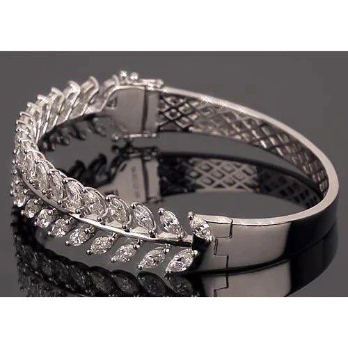 Elegant Custom Jewelry Women Real Diamond Bangle Marquise