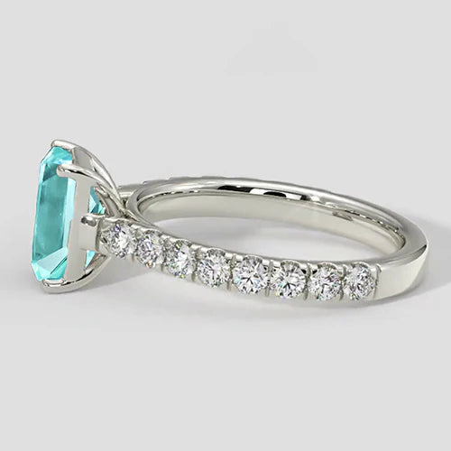 Elegant Bluish Paraiba Diamond Ring