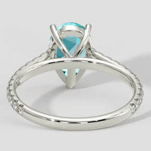 Elegant Paraiba Ring Pear Cut with Pave
