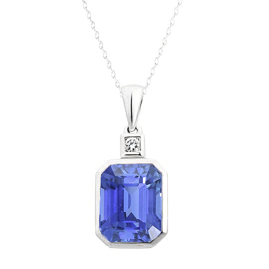 Real Cornflower Blue Sapphire Precious Stone Pendant – main view