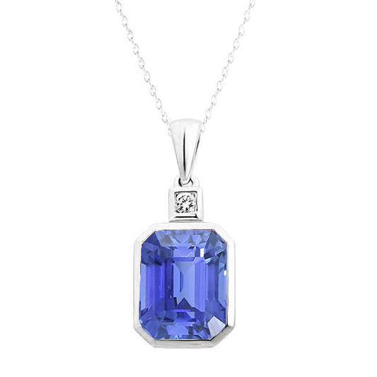 Real Cornflower Blue Sapphire Precious Stone Pendant – main view