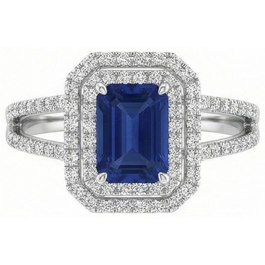 natural round sapphire 3ct ring front view