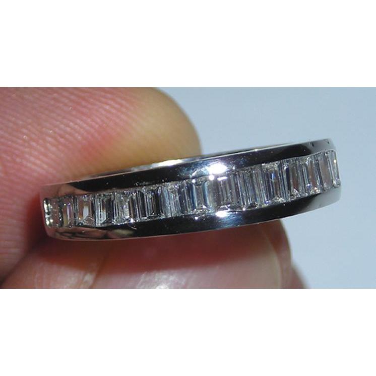 Emerald Cut & Baguettes Cut Natural Diamond Ring 3.53 Carats White
