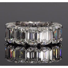 Emerald Cut Natural Diamond Eternity Band 11.20 Carats White Gold Jewelry