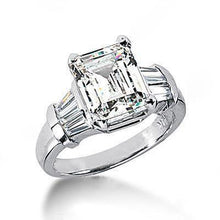 Emerald Cut Original Natural Earth Mined Diamonds Ring 3.51 Ct. Gold Three Stone Jewellery
