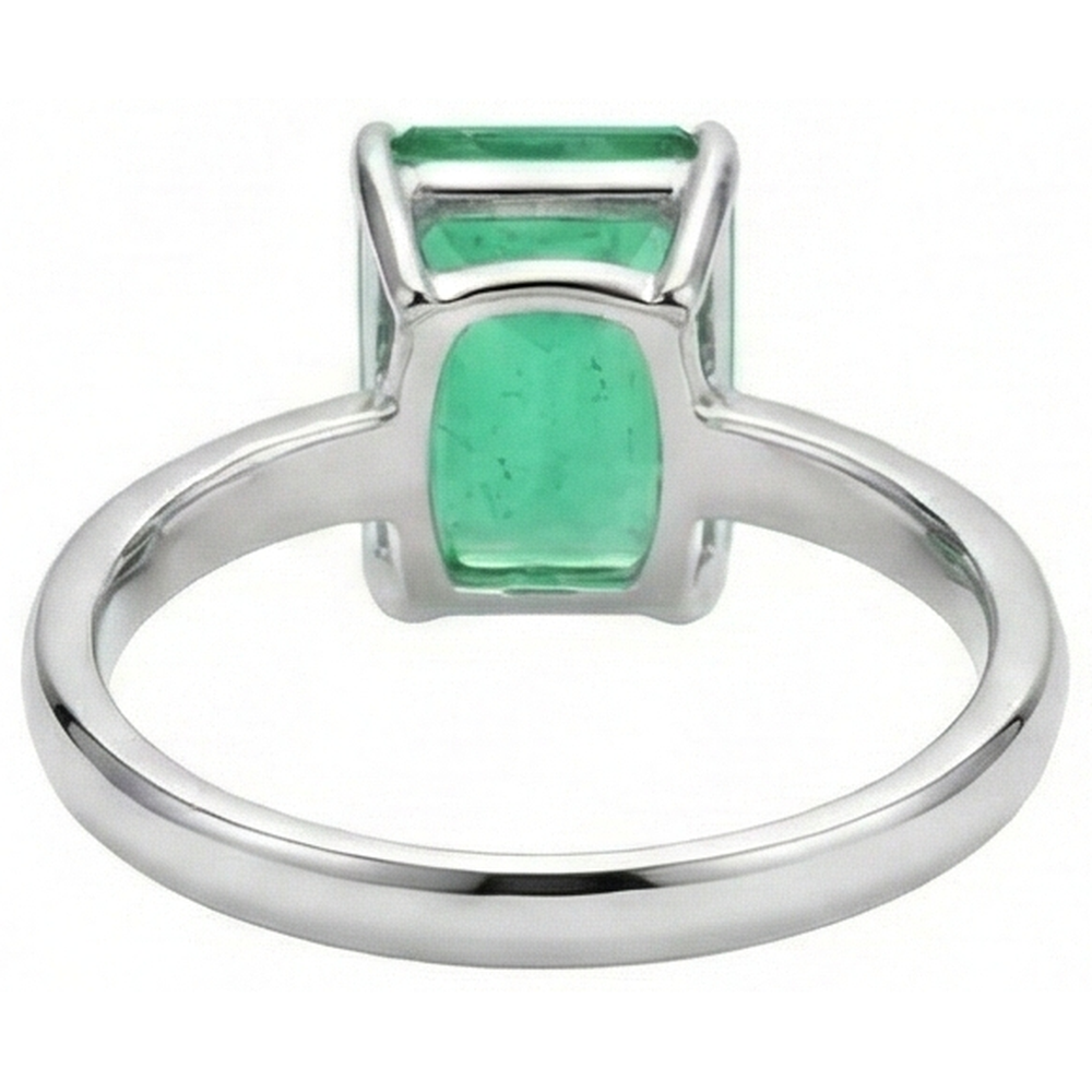 Emerald Cut Solitaire 10 Carat Green Emerald Wedding Ring White 14K